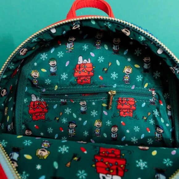 Loungefly Peanuts Holiday & Snow Sequins Mini Backpack Snoopy NWT main image 11